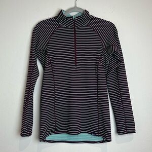Patagonia Women’s Capilene Midweight Baselayer Zip Neck Maroon Blue Stripes XS